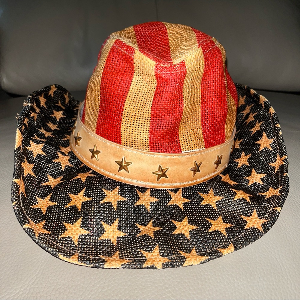 COWBOY HAT USA FLAG Western/Goldcoast Sunwear UV protection red/white/blue straw